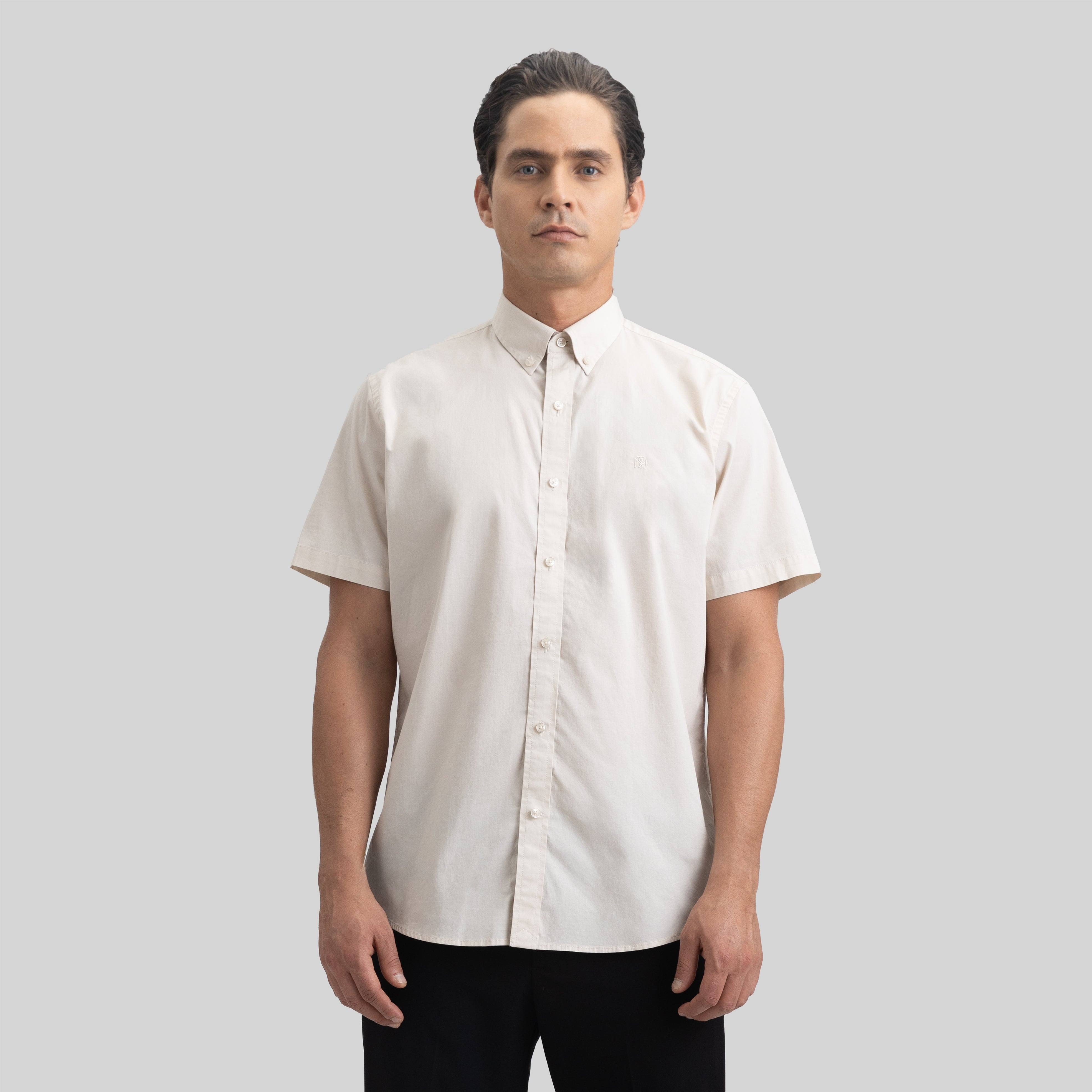 ASTON SHIRT SPORT SHORT SLEEVE MOONBEAM | Monastery Couture