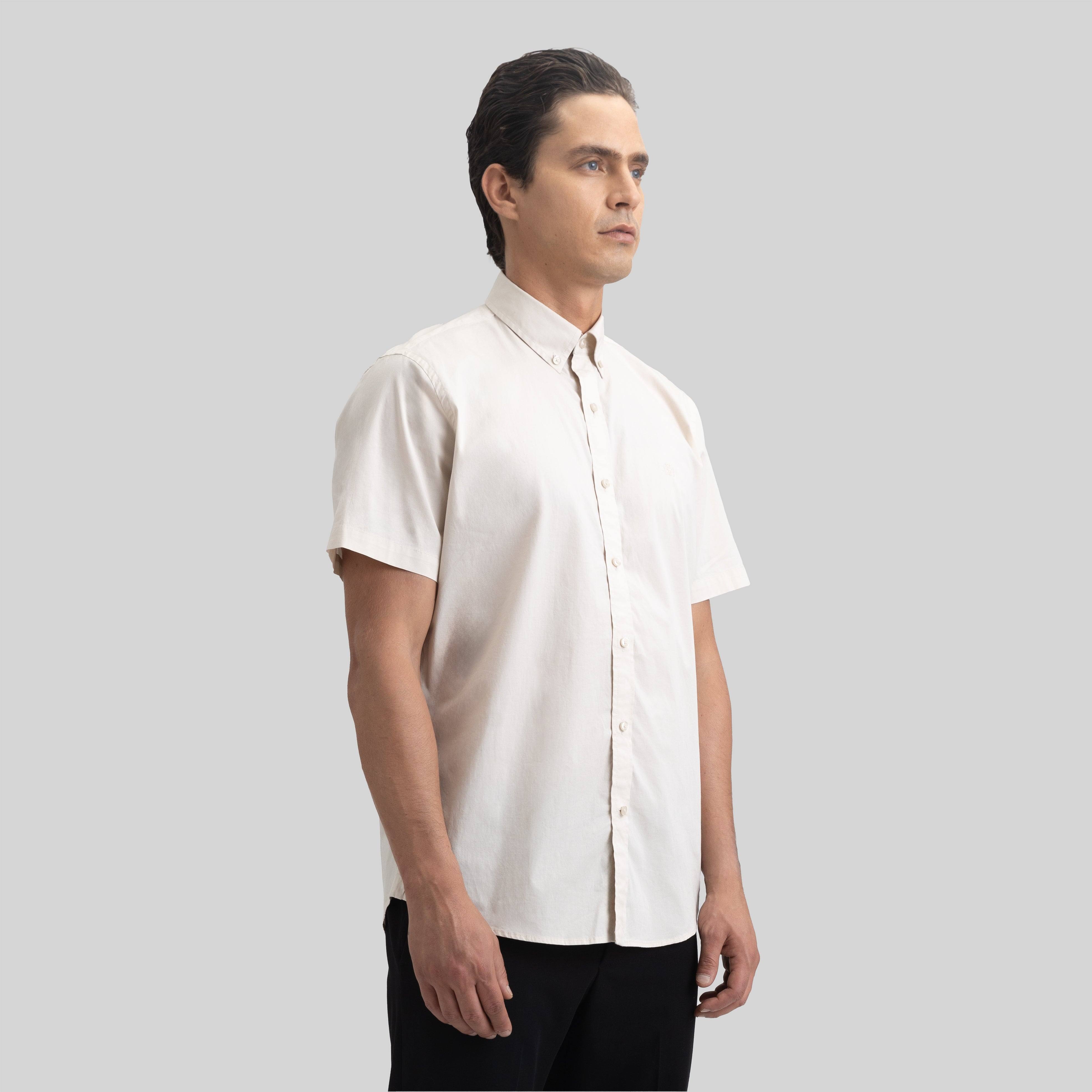 ASTON SHIRT SPORT SHORT SLEEVE MOONBEAM | Monastery Couture