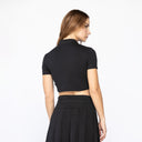 SUTTON POLO CROP TOP WOMEN BLACK