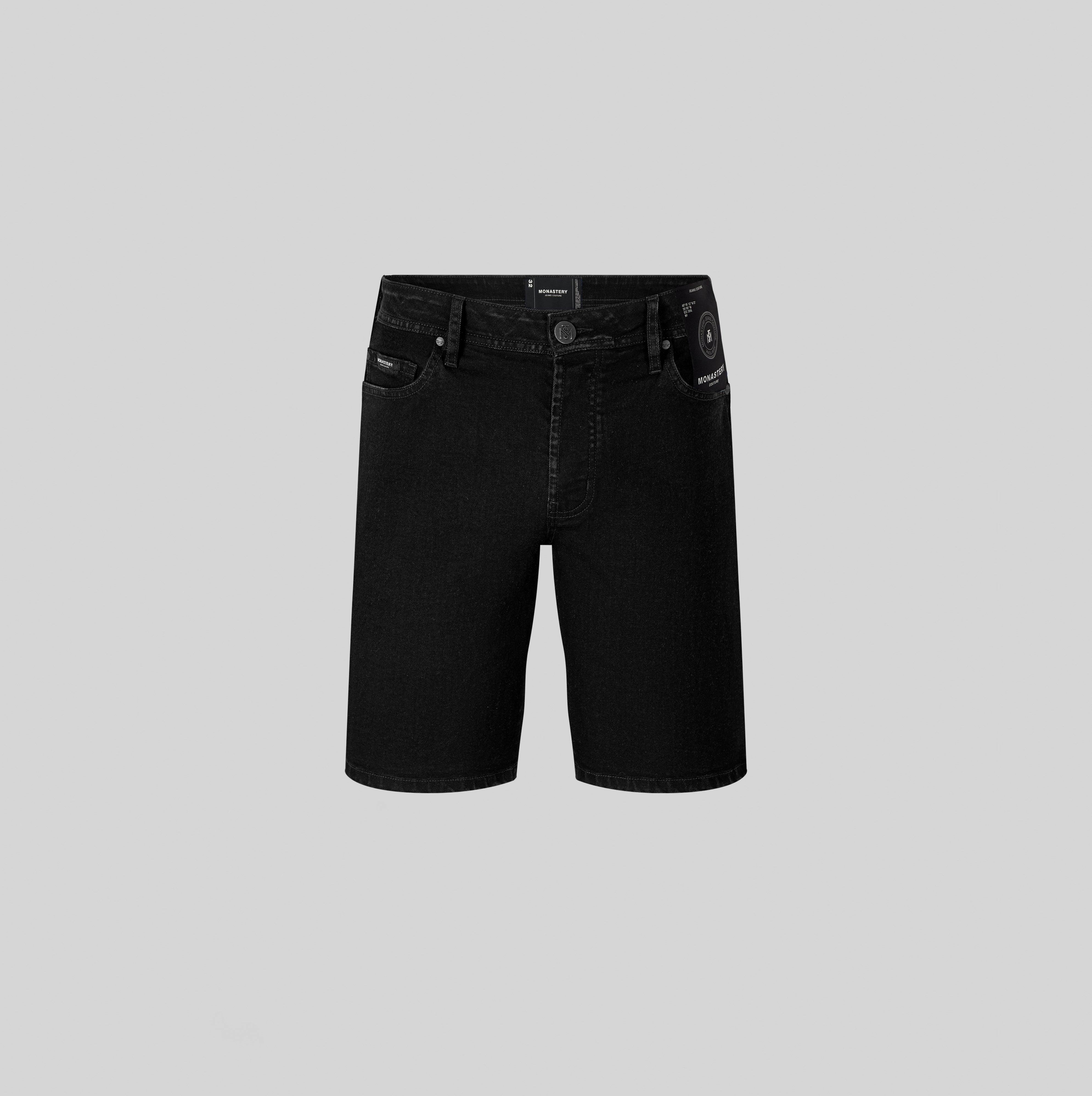 BIBLOS BLACK DENIM SHORT | Monastery Couture