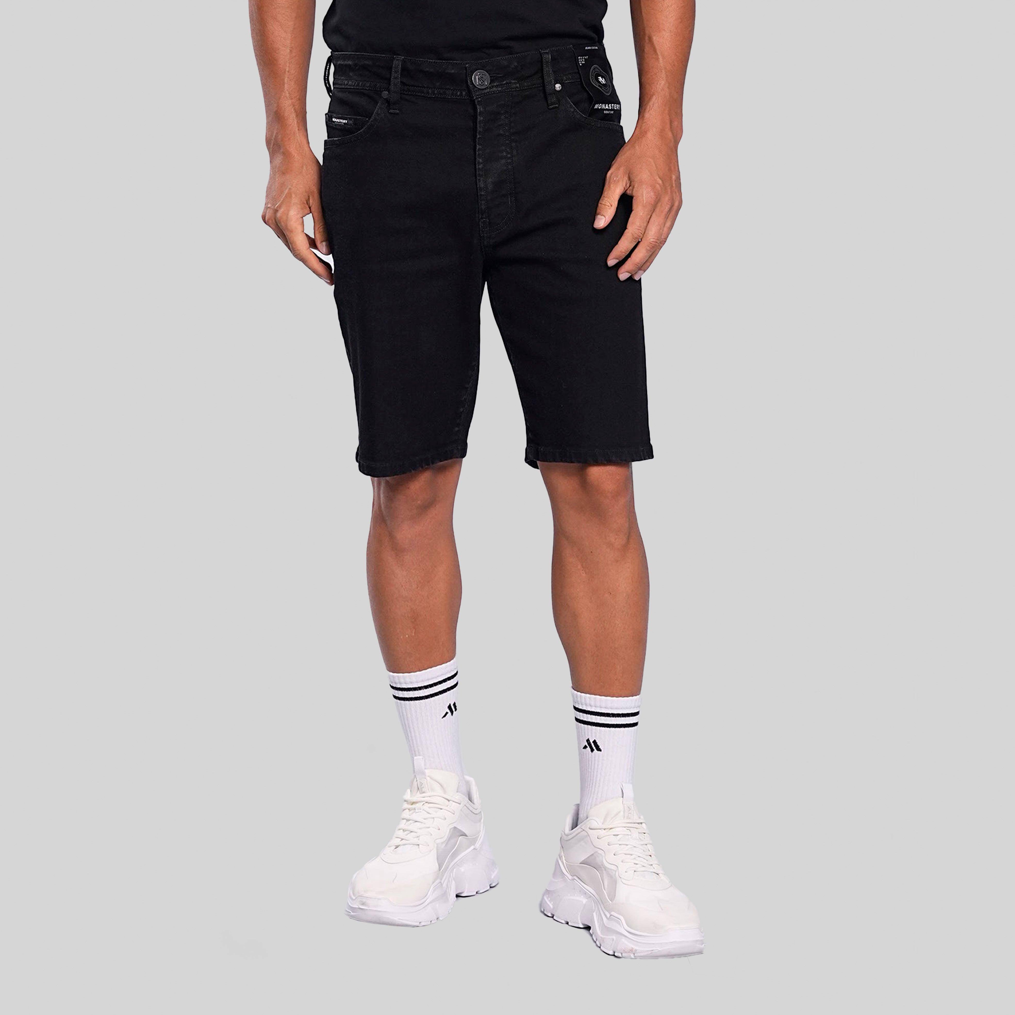 BIBLOS BLACK DENIM SHORT | Monastery Couture