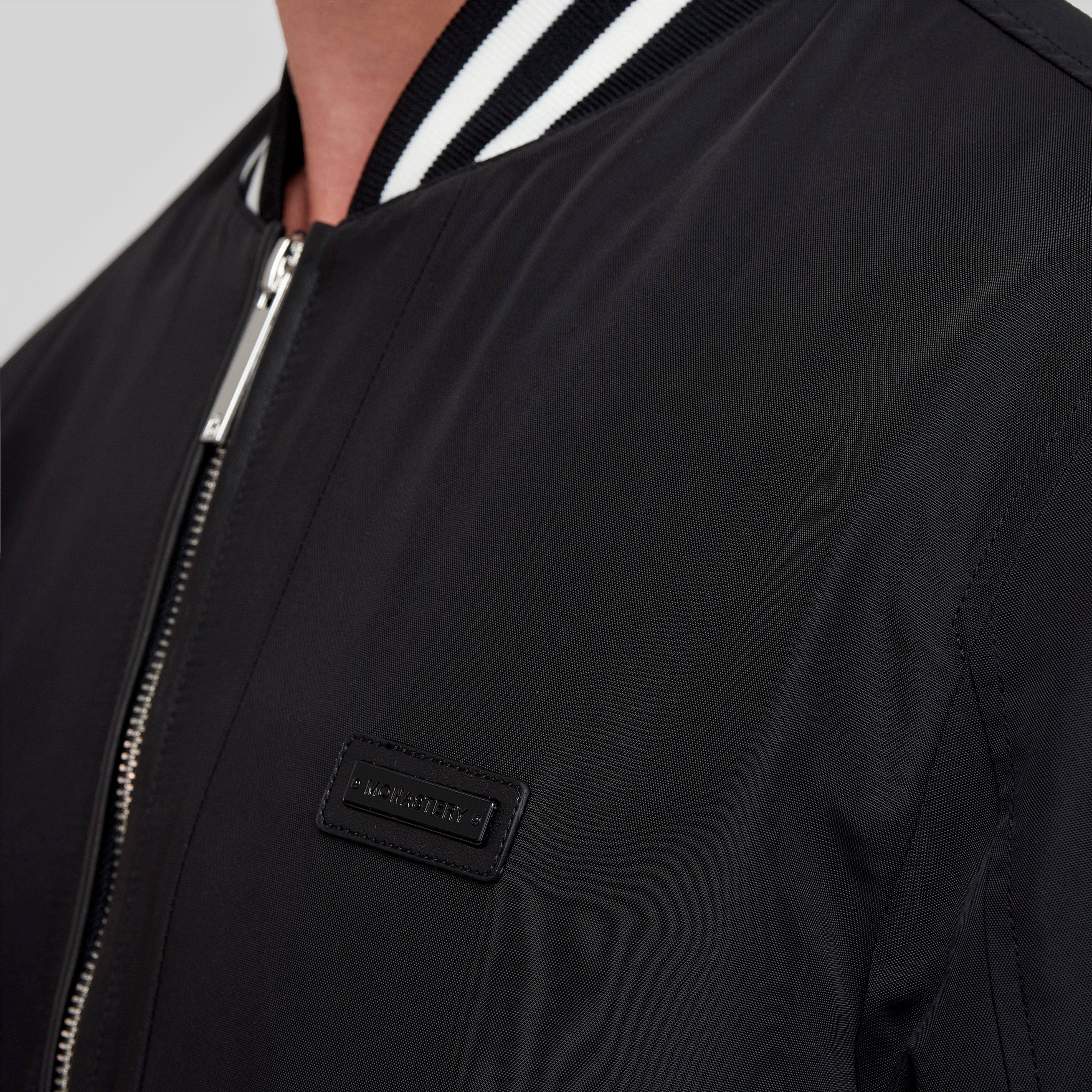 TAW BLACK BOMBER JACKET | Monastery Couture